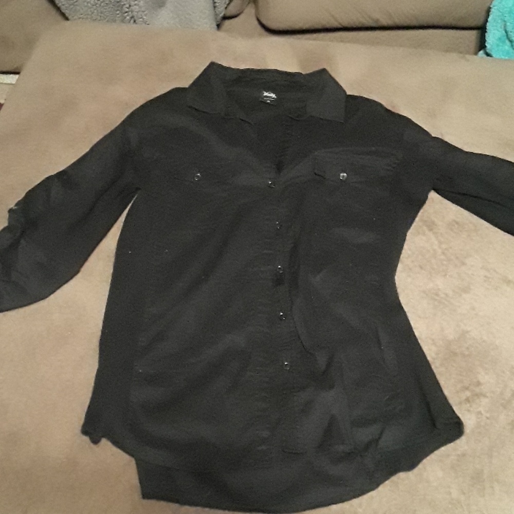 Vanity black button down formfit